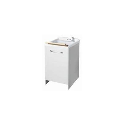 LAVATOIO IN LEGNO CON PILOZZA IN PVC BIANCO