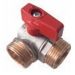 VALVOLA SFERA C/MANIGLIA ROSSA FRONTALE MM 1"X1" CON CODOLO A SQUADRA